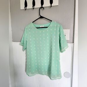 Auqa blue dress top polkadot size medium